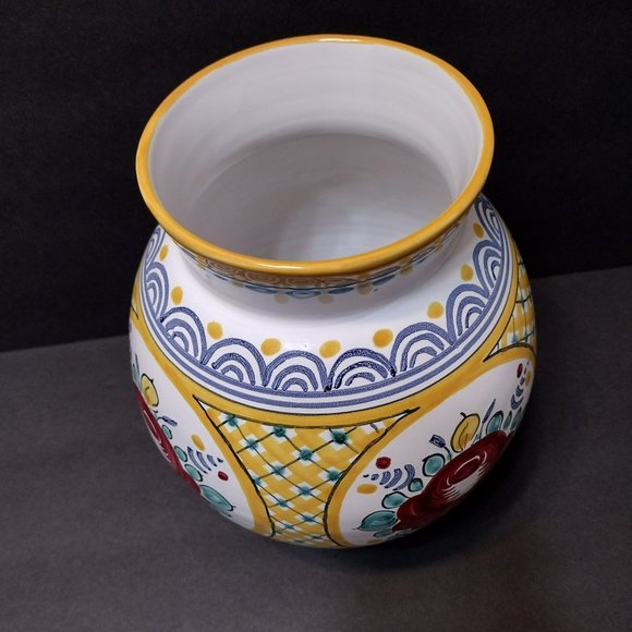 Hand Painted Pottery Vase, Modra Slovakia style Czechoslovakian Ceramic Floral - Picture 6 of 8